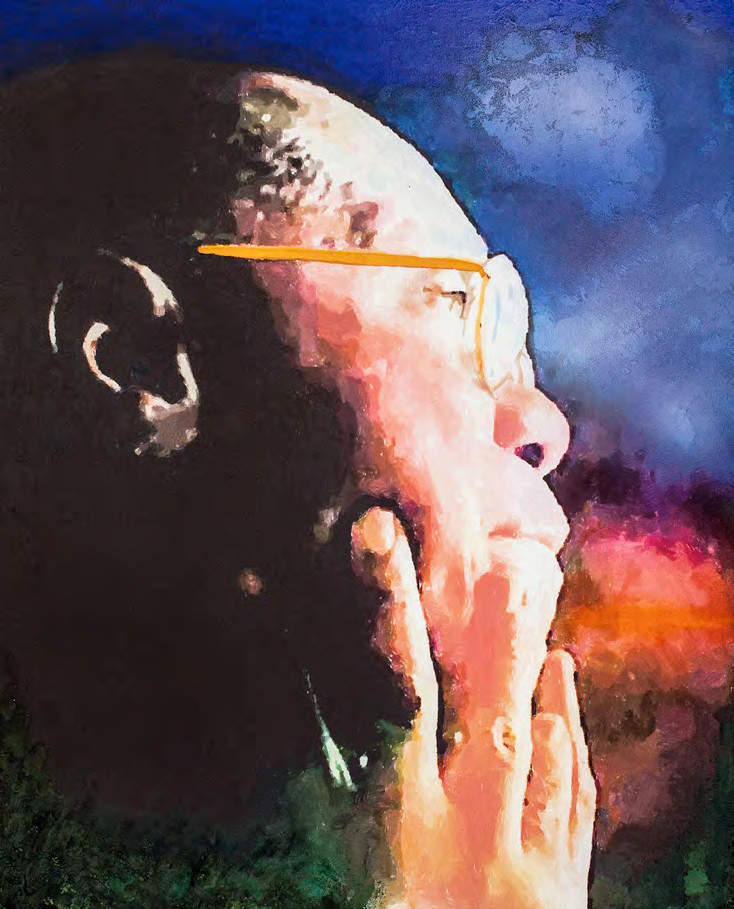 Pierre-Claver Akendengué fresco portrait by Fabrizio Ruggiero — 
